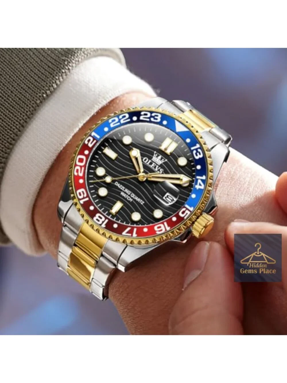Men's Luxury Big Face Dress Watch - Stainless Steel Analog Quartz with Date,